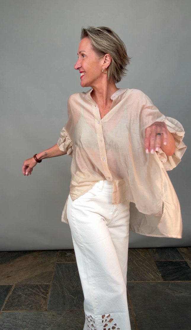 Sheer Puff Sleeve Blouse