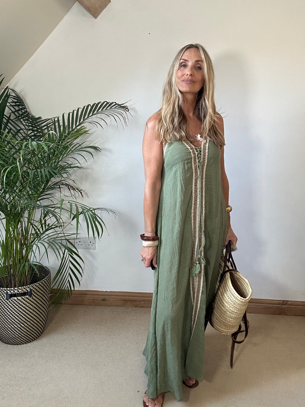 Boho Beach Dress With Woven Detail