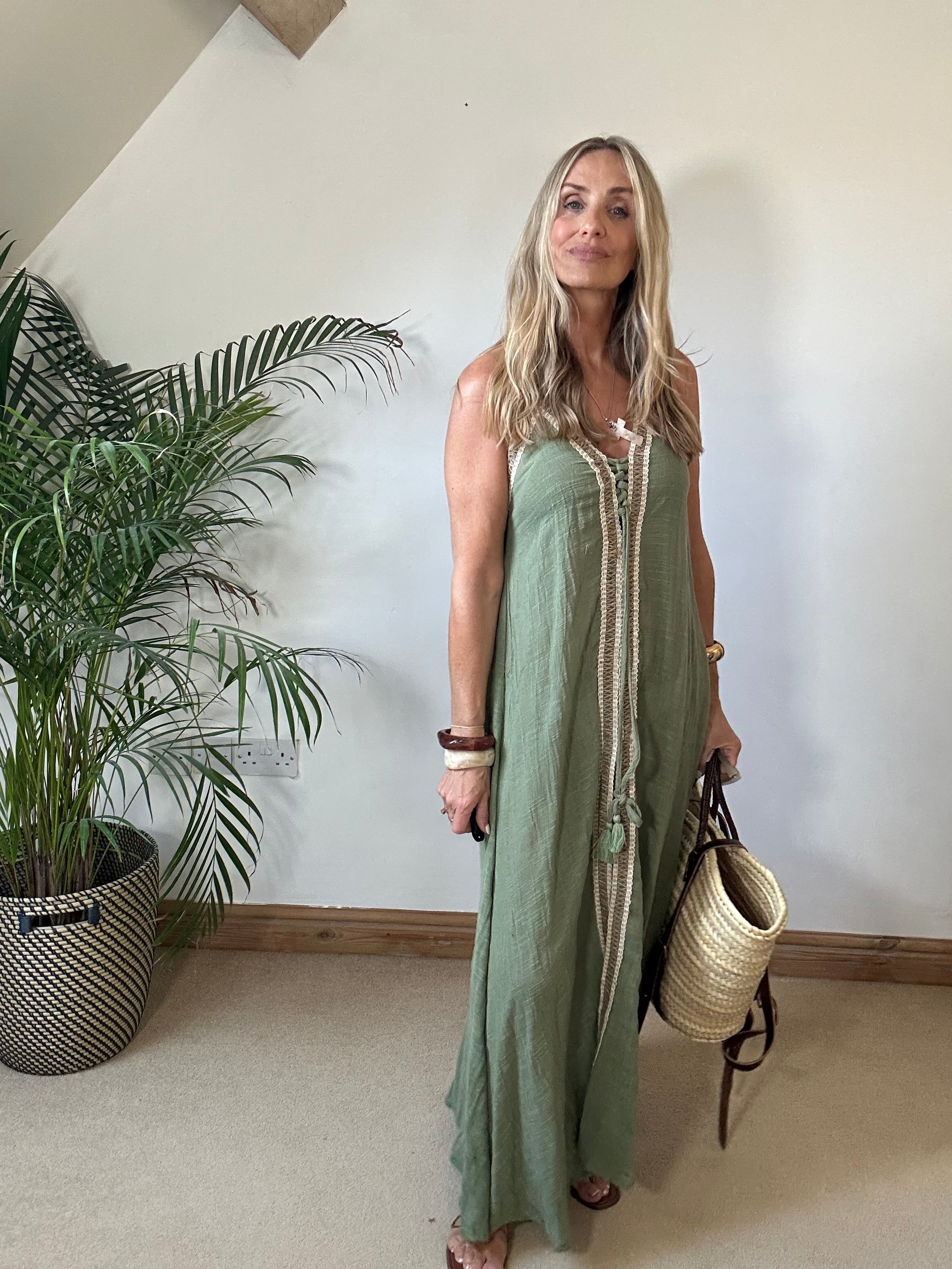 Boho Beach Dress With Woven Detail