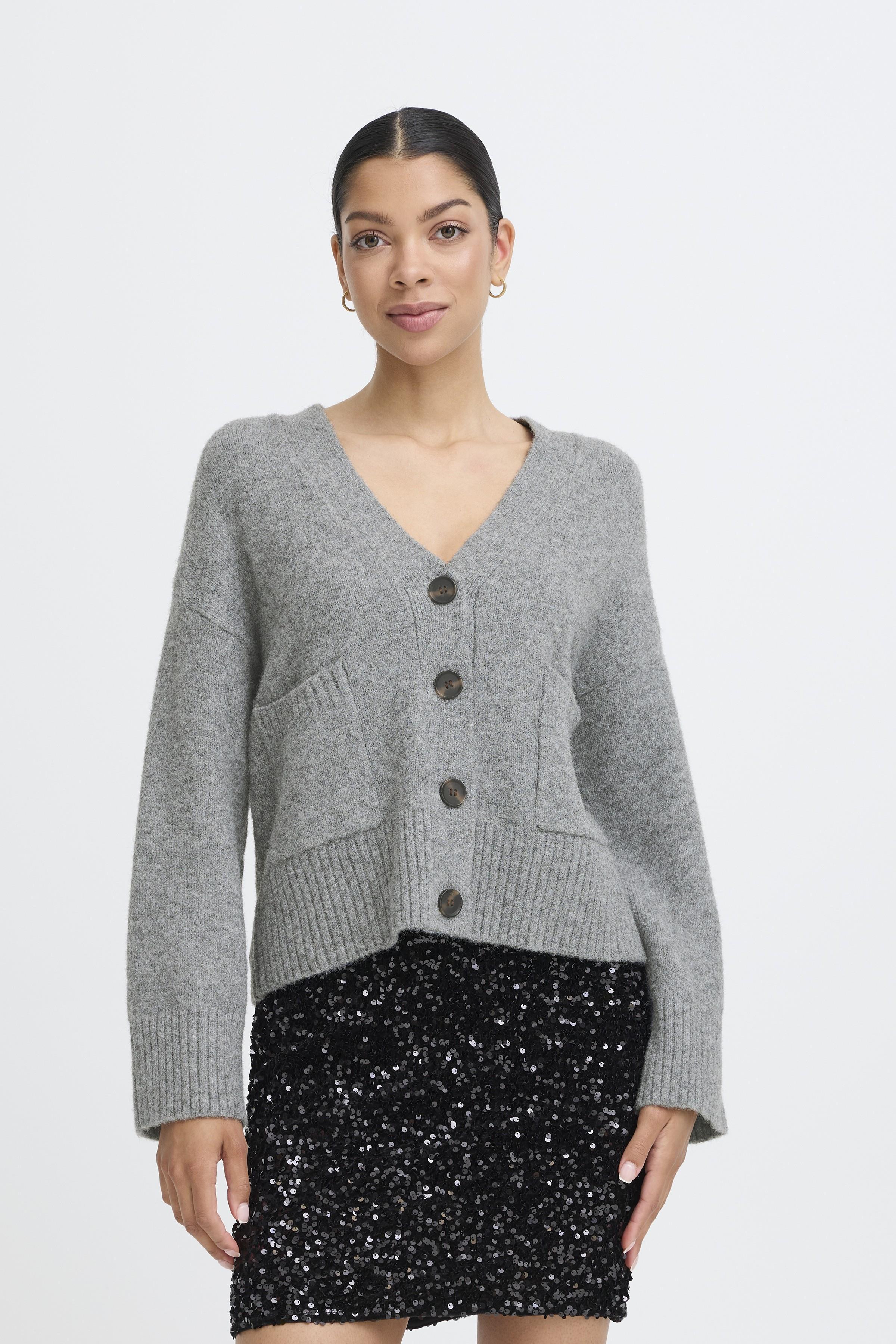 Grey V Neck Cardigan