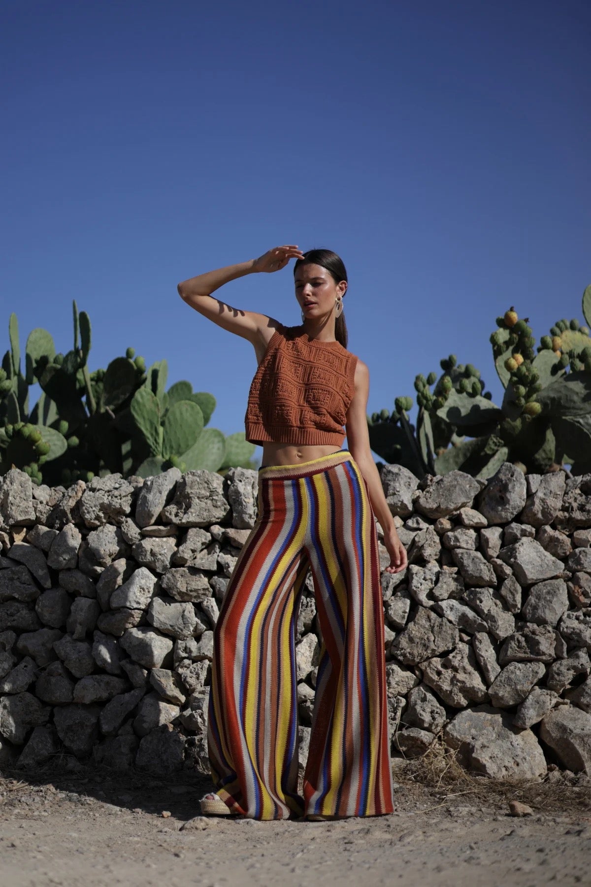 Boho Striped Knitted Pants