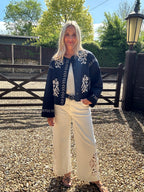 Embroidered  Quilted Black Jacket