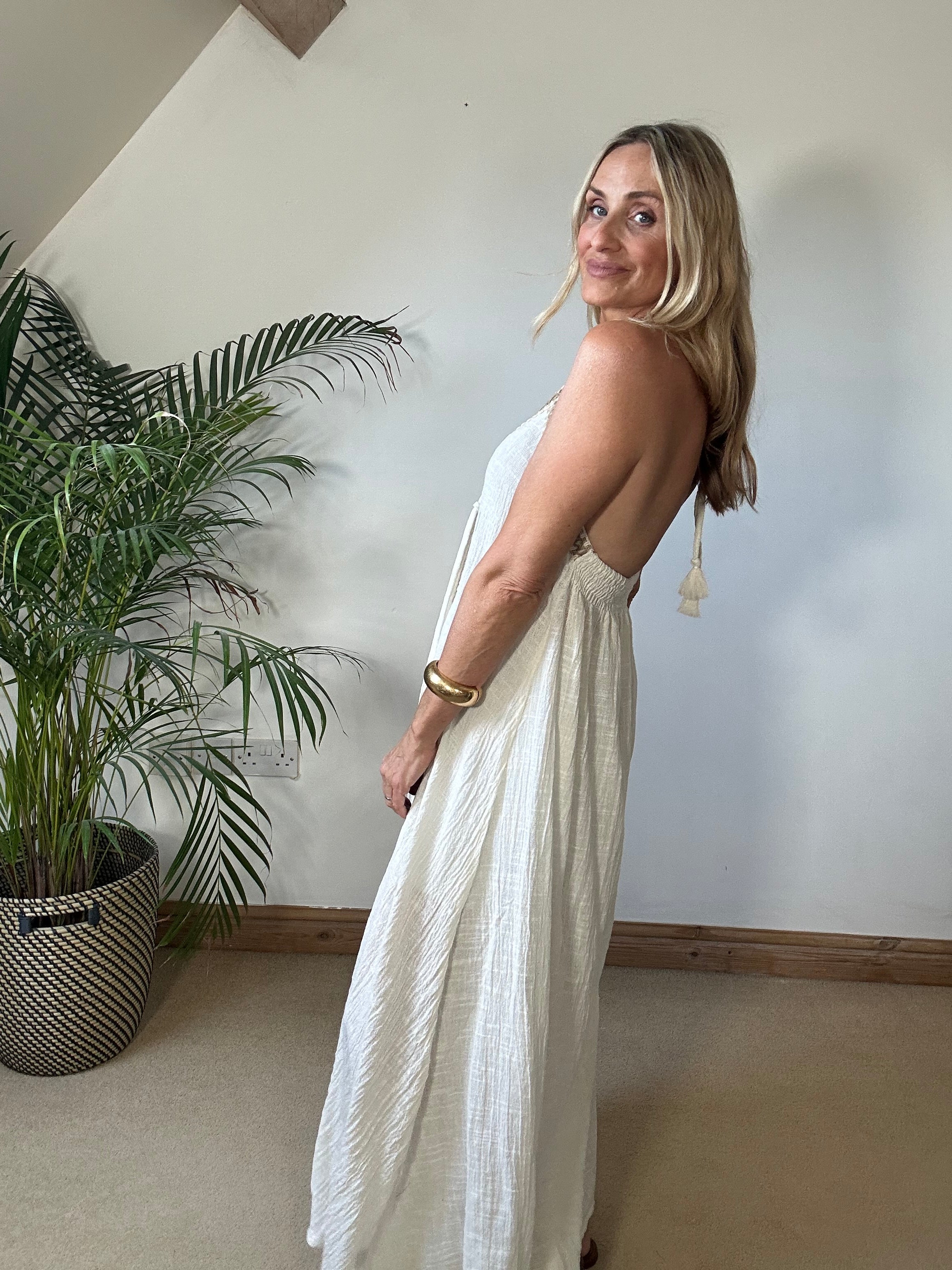 Boho Beach Dress With Woven Detail