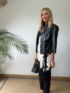 Faux Leather Laser Cut Shirt