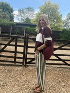 Stripe Barrel Leg Trousers