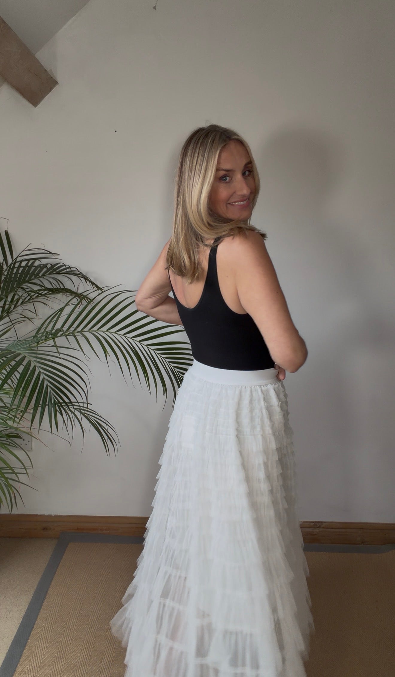 White Tulle Layered Skirt