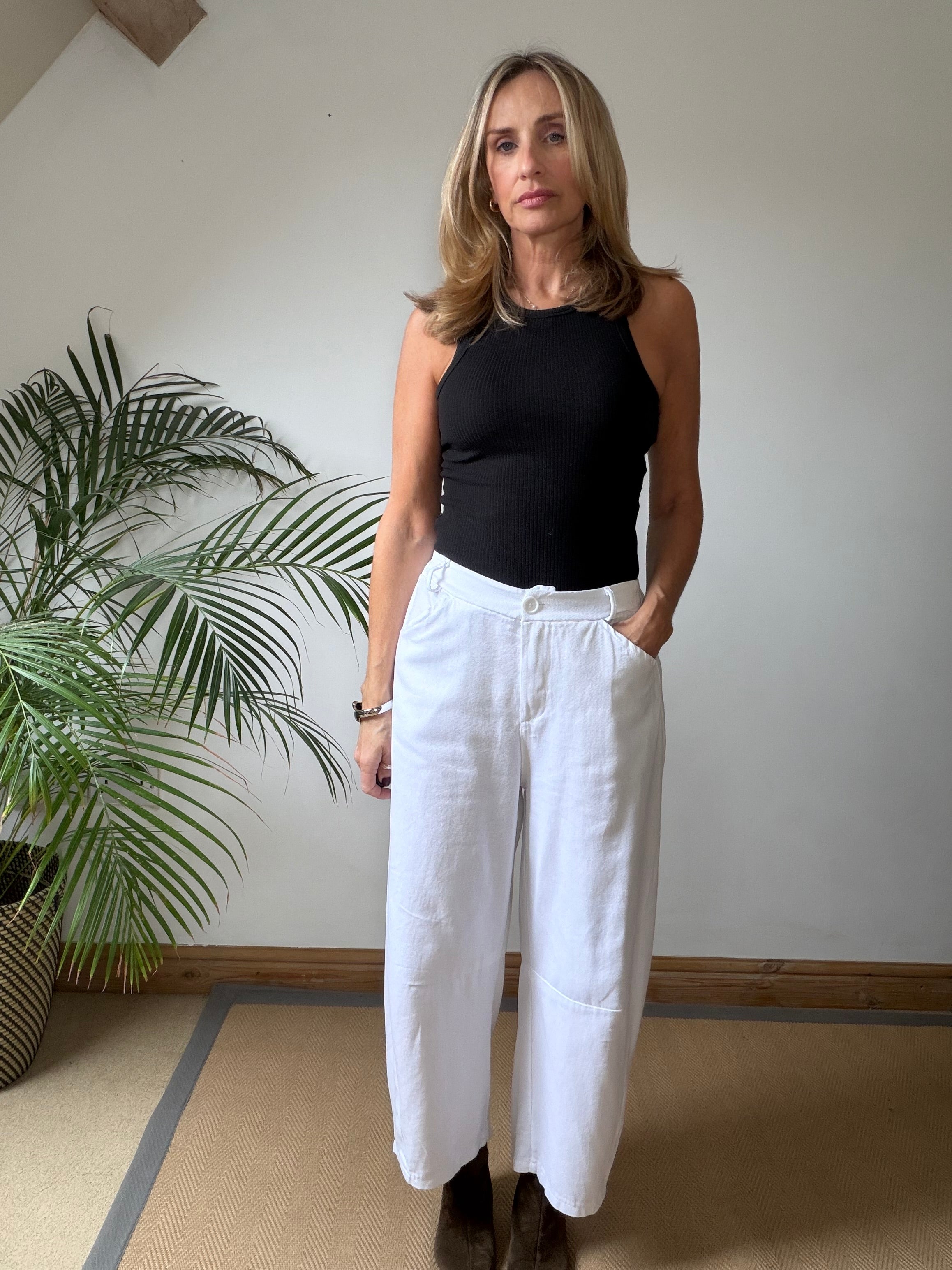 Barrel Leg Cotton Trouser