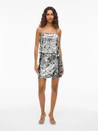 Silver Sequin Mini Skirt