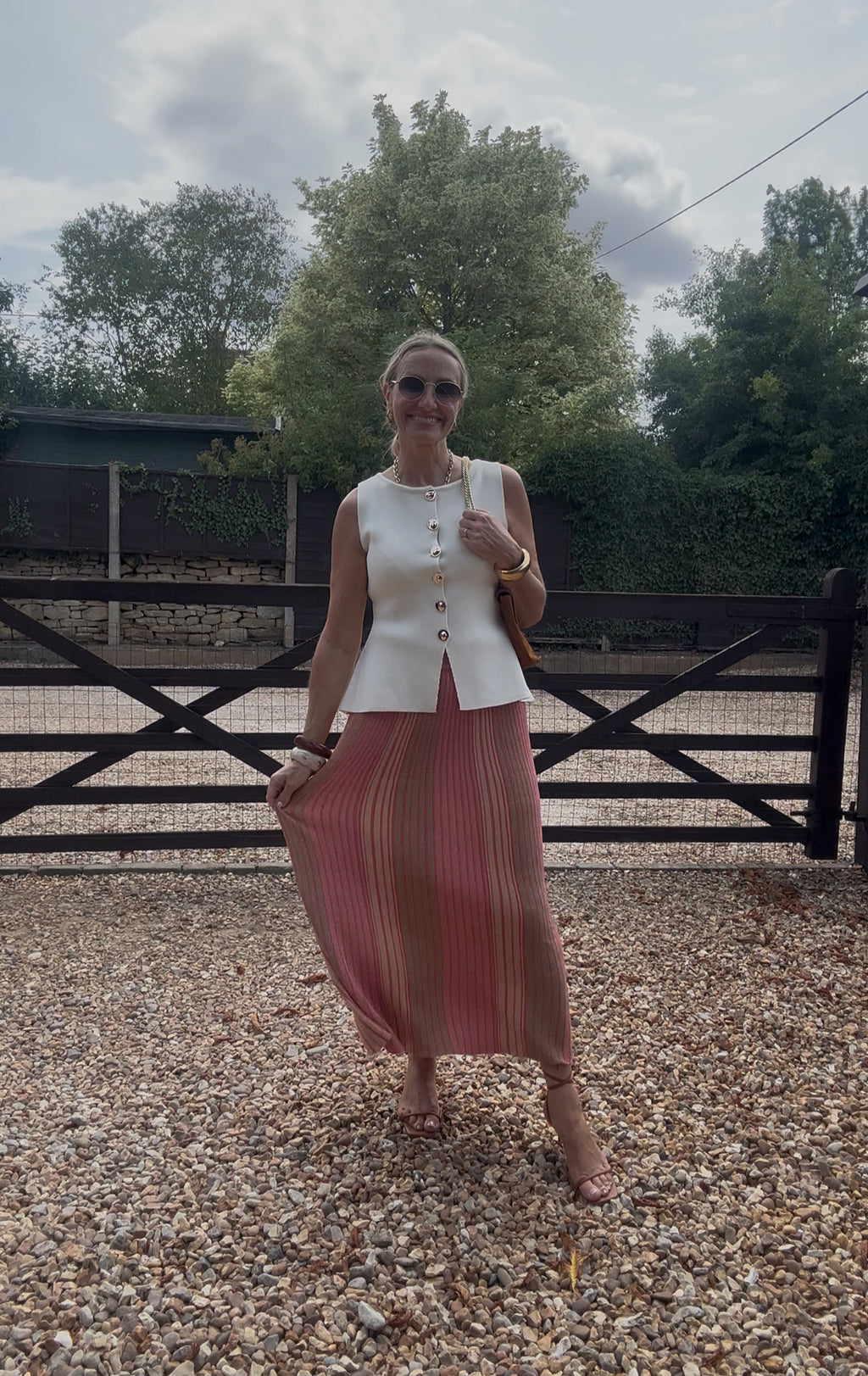Lurex Stripe Knitted Skirt