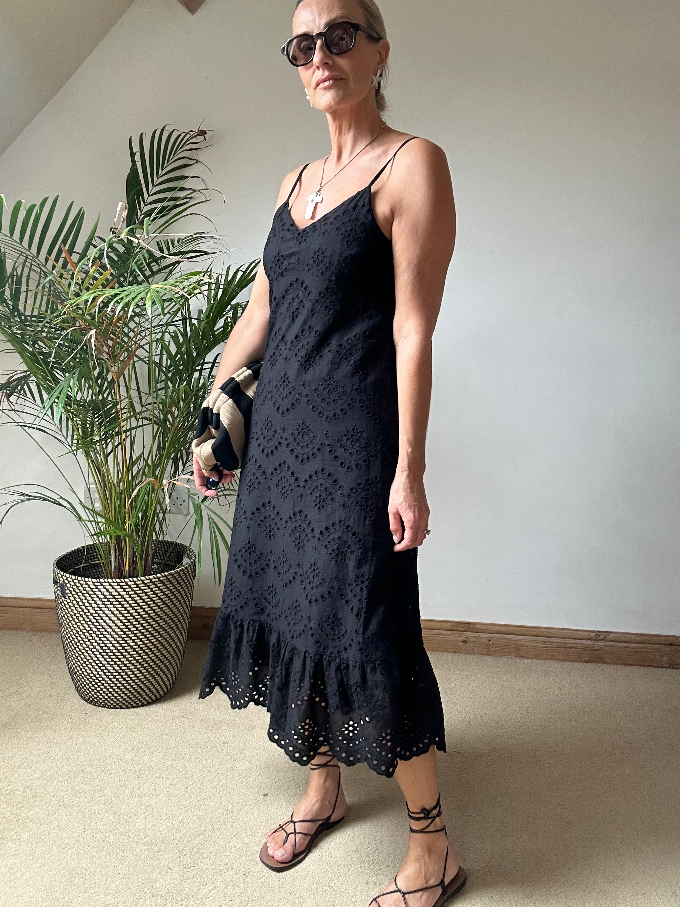 Broderie Anglaise Sundress - Black