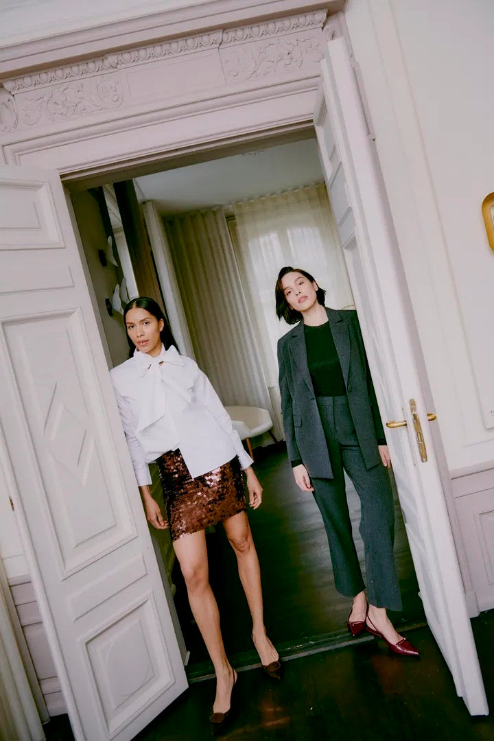 Brown Sequin Mini Skirt