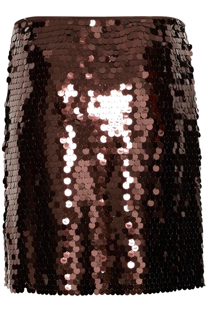 Brown Sequin Mini Skirt