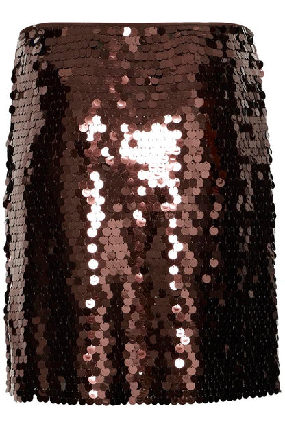 Brown Sequin Mini Skirt