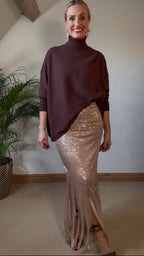 Fringed sequin skirt