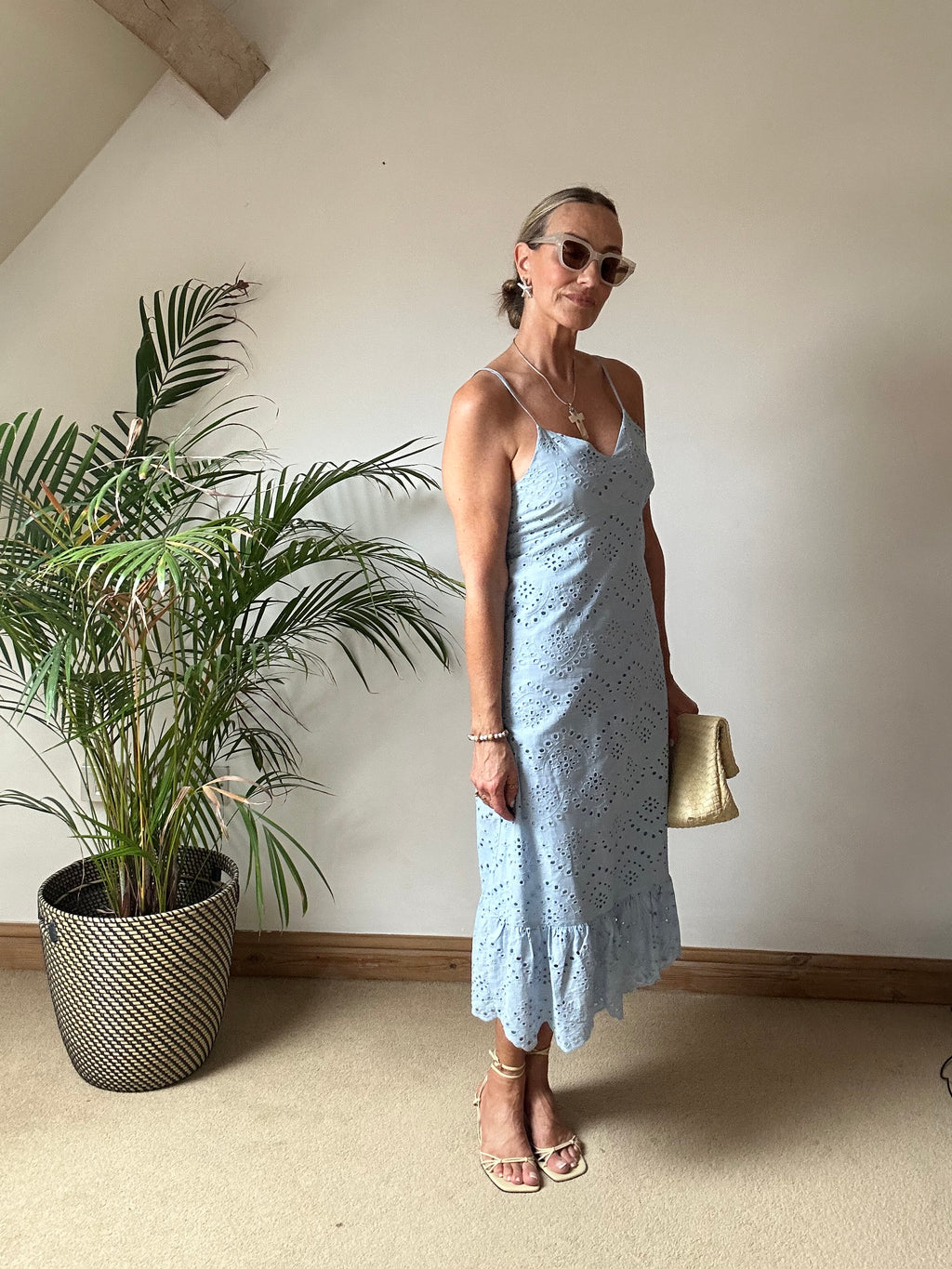 Broderie Anglaise Sundress -  Baby Blue