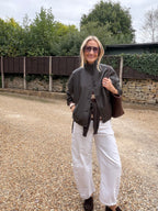 Brown Funnel Neck PU Jacket