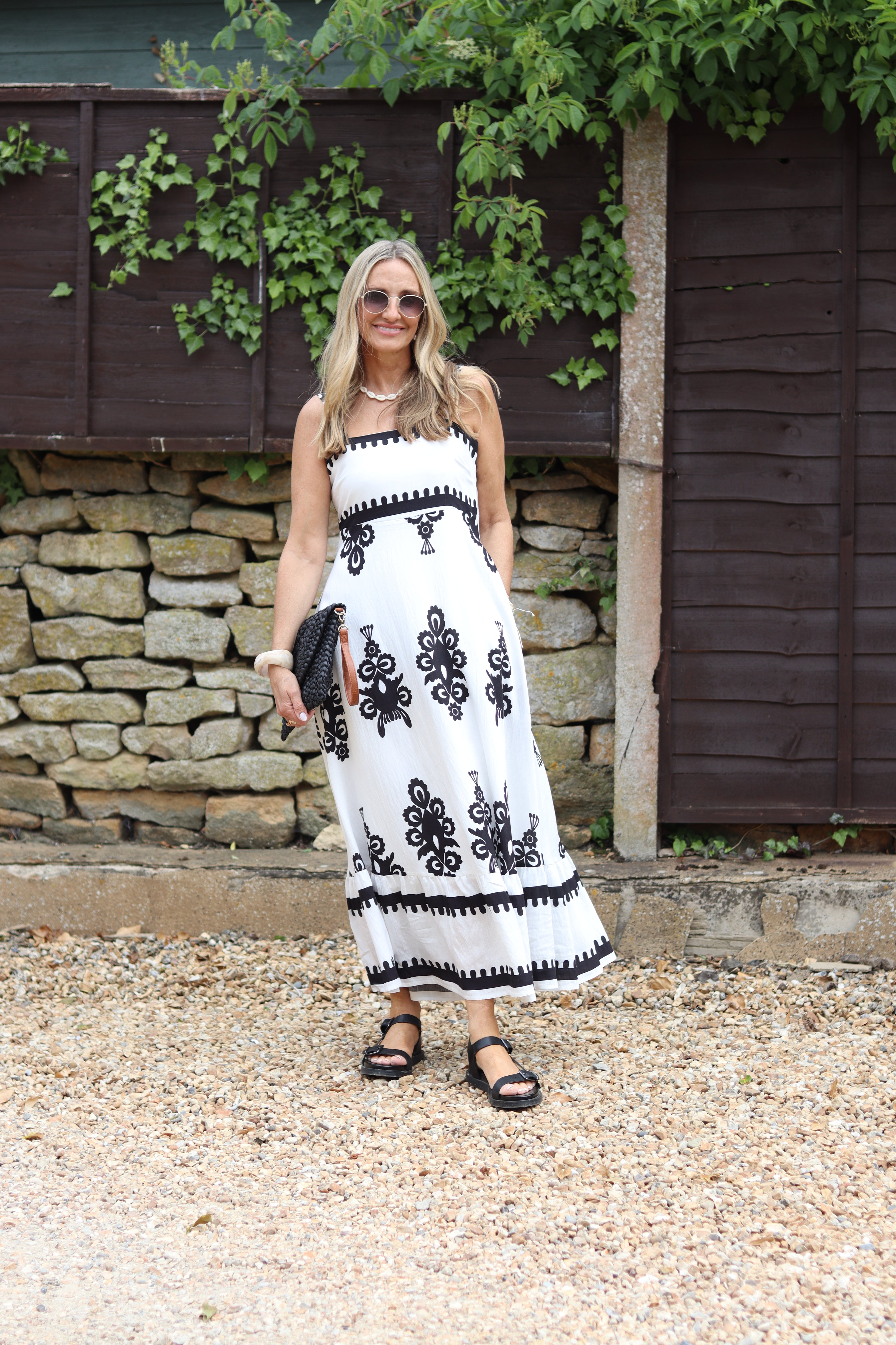 Black and White Jacquard Dress