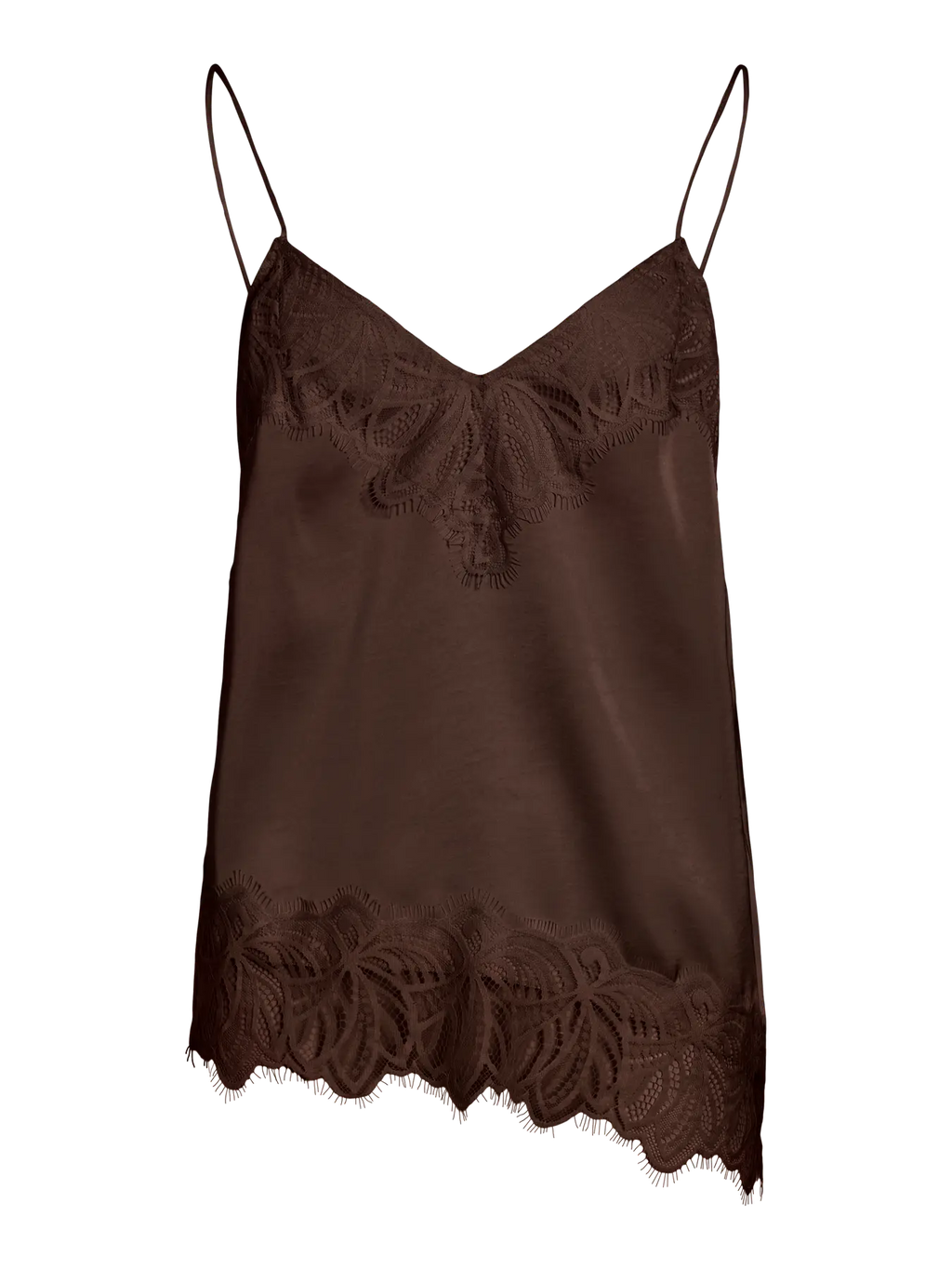 Asymmetric Satin and Lace Cami