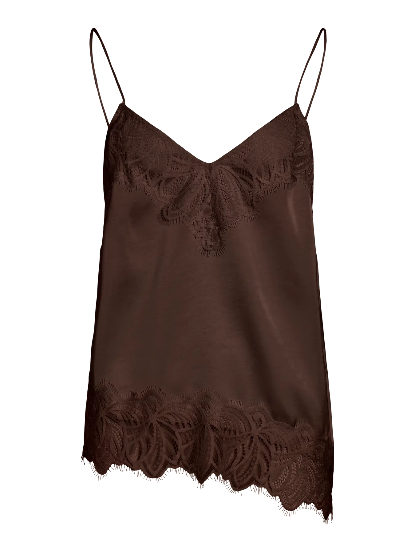 Asymmetric Satin and Lace Cami