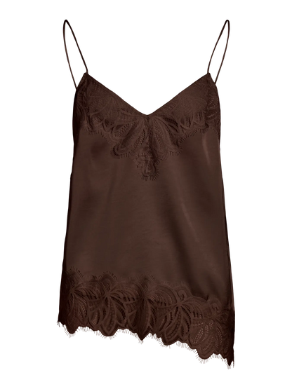 Asymmetric Satin and Lace Cami