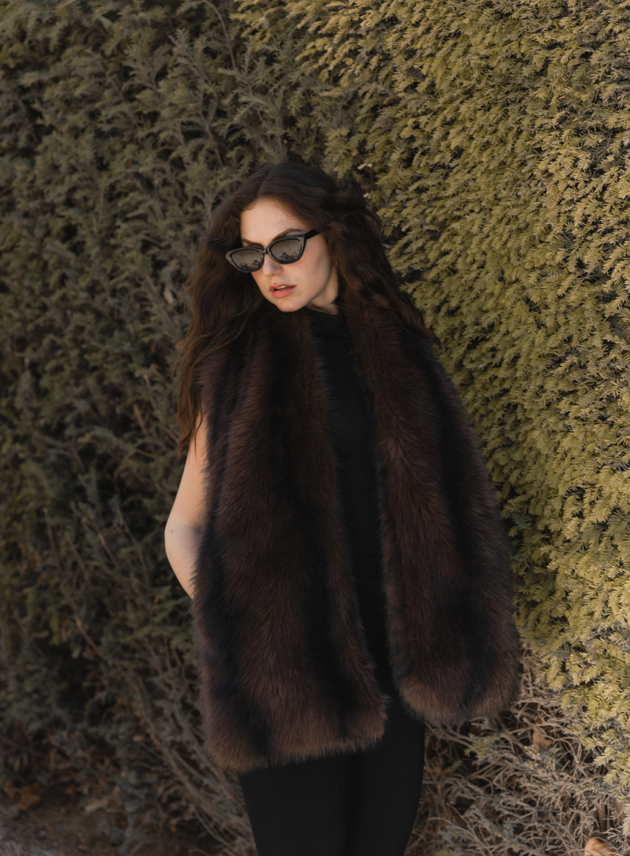 Faux Fur Scarf with pockets