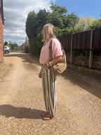 Stripe Barrel Leg Trousers