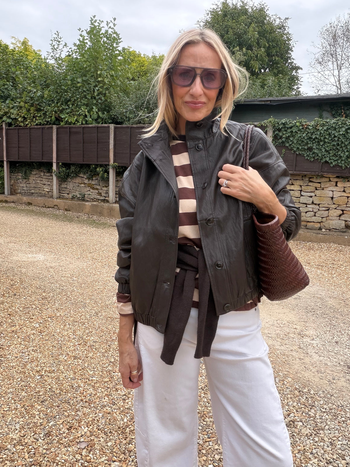 Brown Funnel Neck PU Jacket