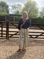 Stripe Barrel Leg Trousers