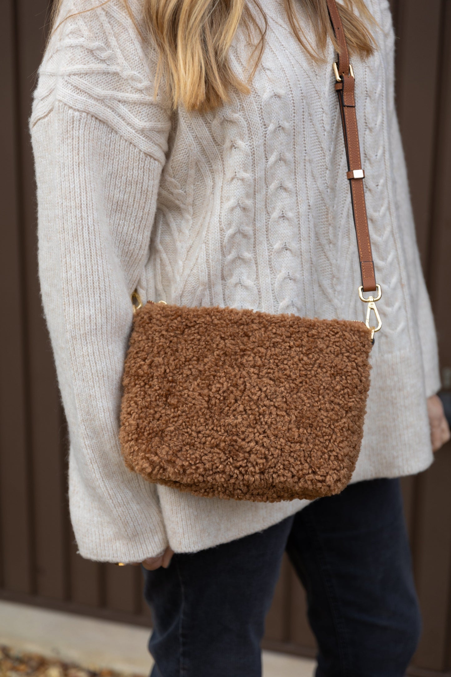 Faux Shearling Handbag