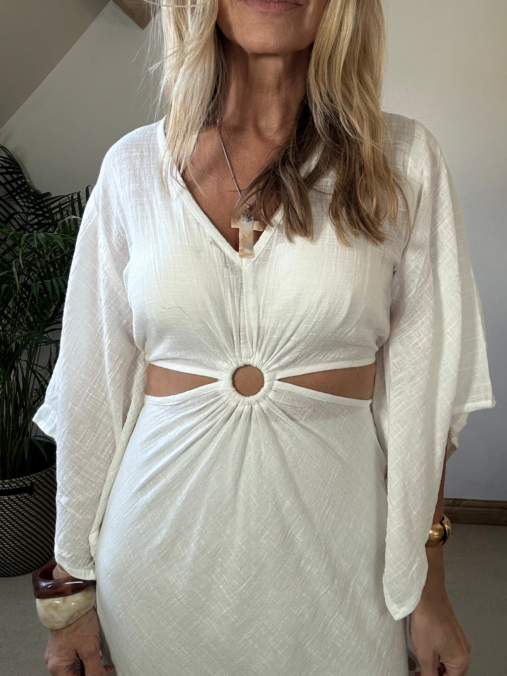 O Ring Maxi Dress with Bell Sleeves