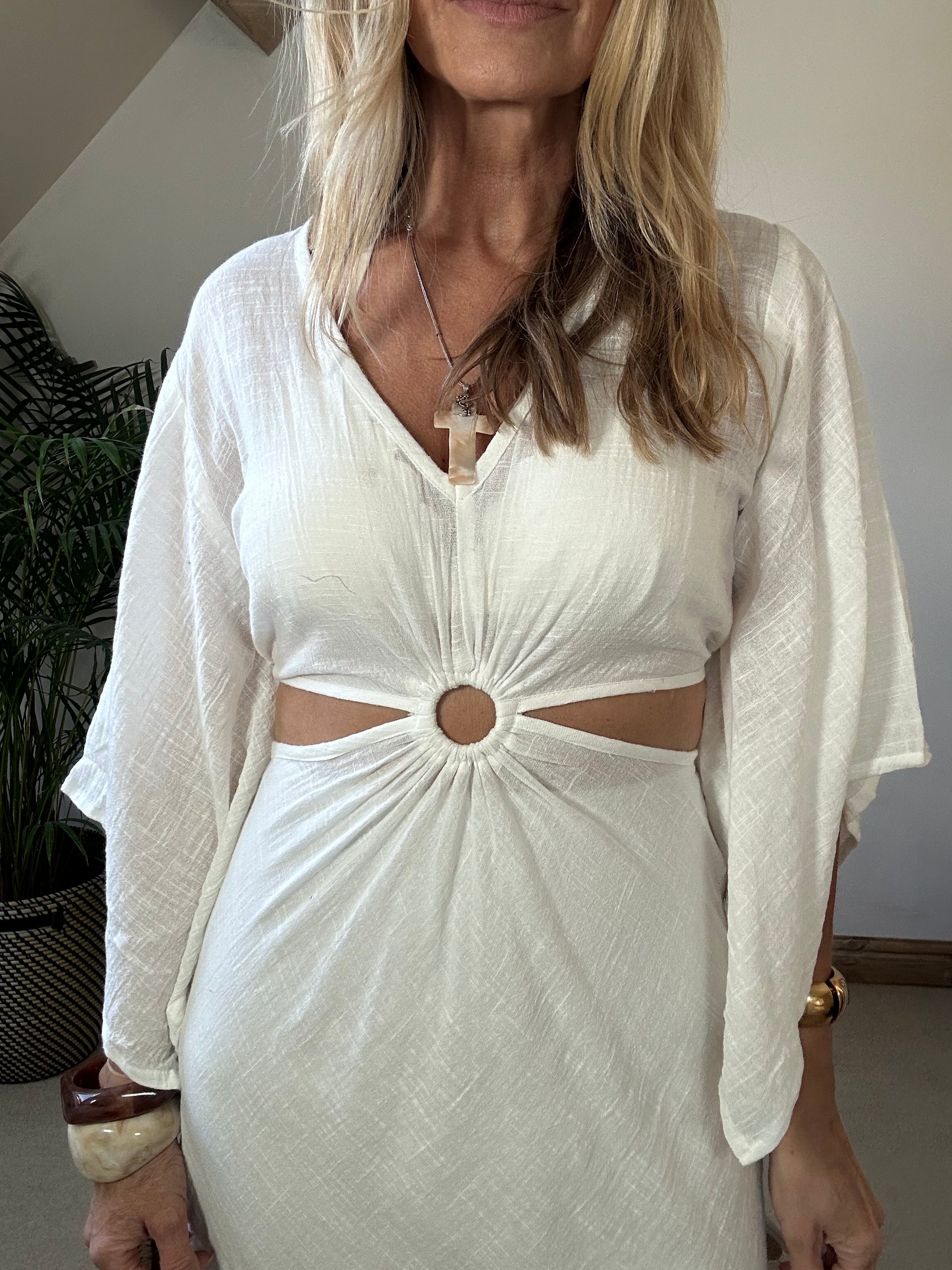 O Ring Maxi Dress with Bell Sleeves