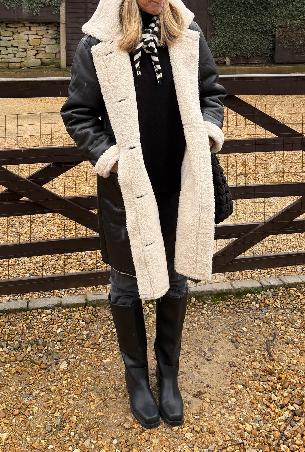 Faux Leather, Shearling Lined Coat