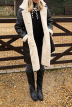 Faux Leather, Shearling Lined Coat