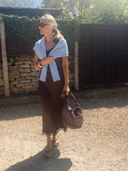 Brown Satin and Lace Slip Dress