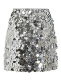 Silver Sequin Mini Skirt