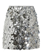 Silver Sequin Mini Skirt