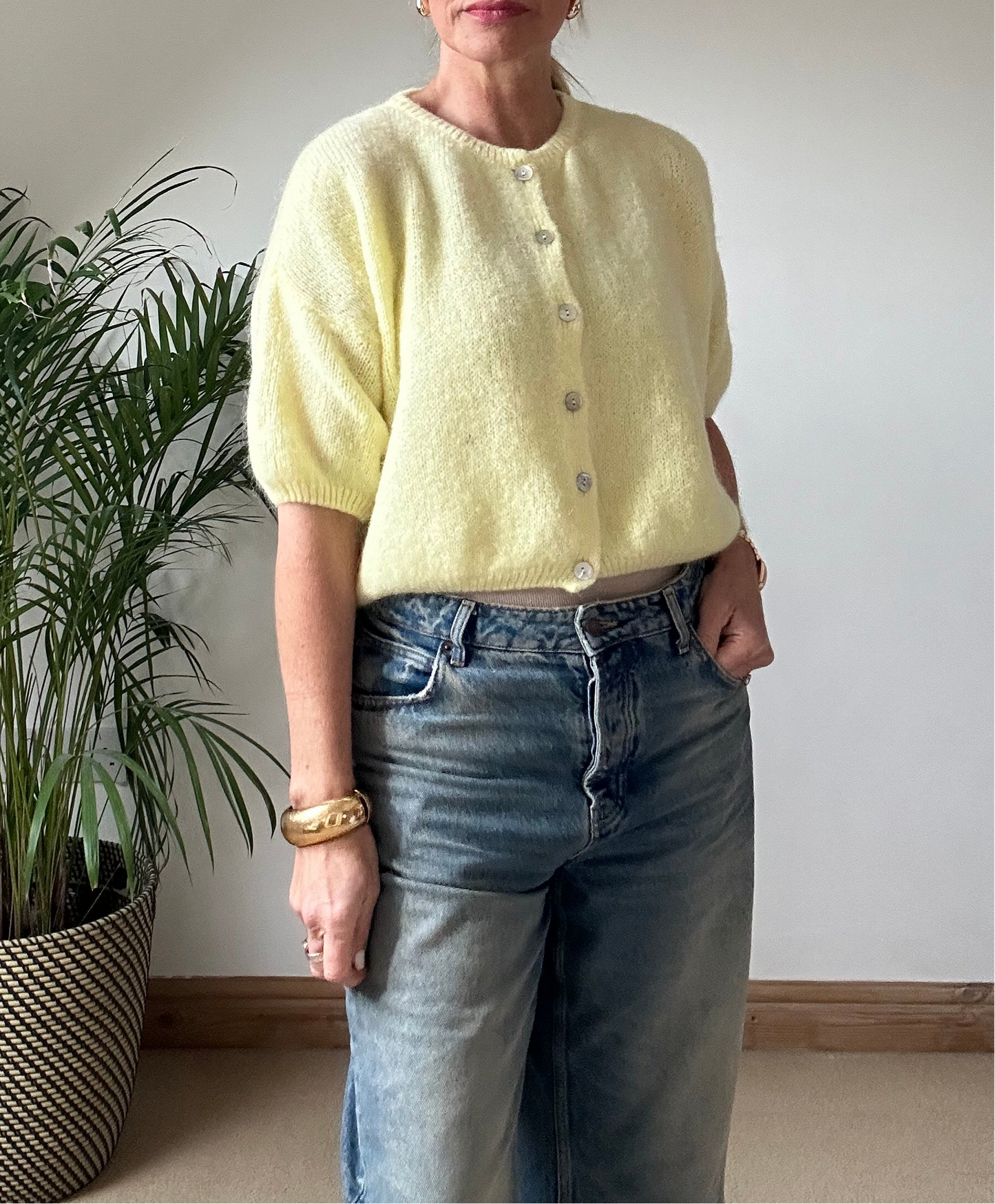 Elbow Length Cropped Mohair Cardigan
