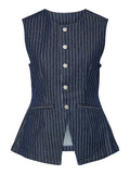 Pinstripe Denim Waistcoat