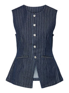 Pinstripe Denim Waistcoat