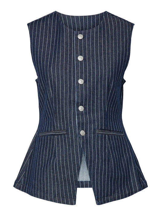Pinstripe Denim Waistcoat
