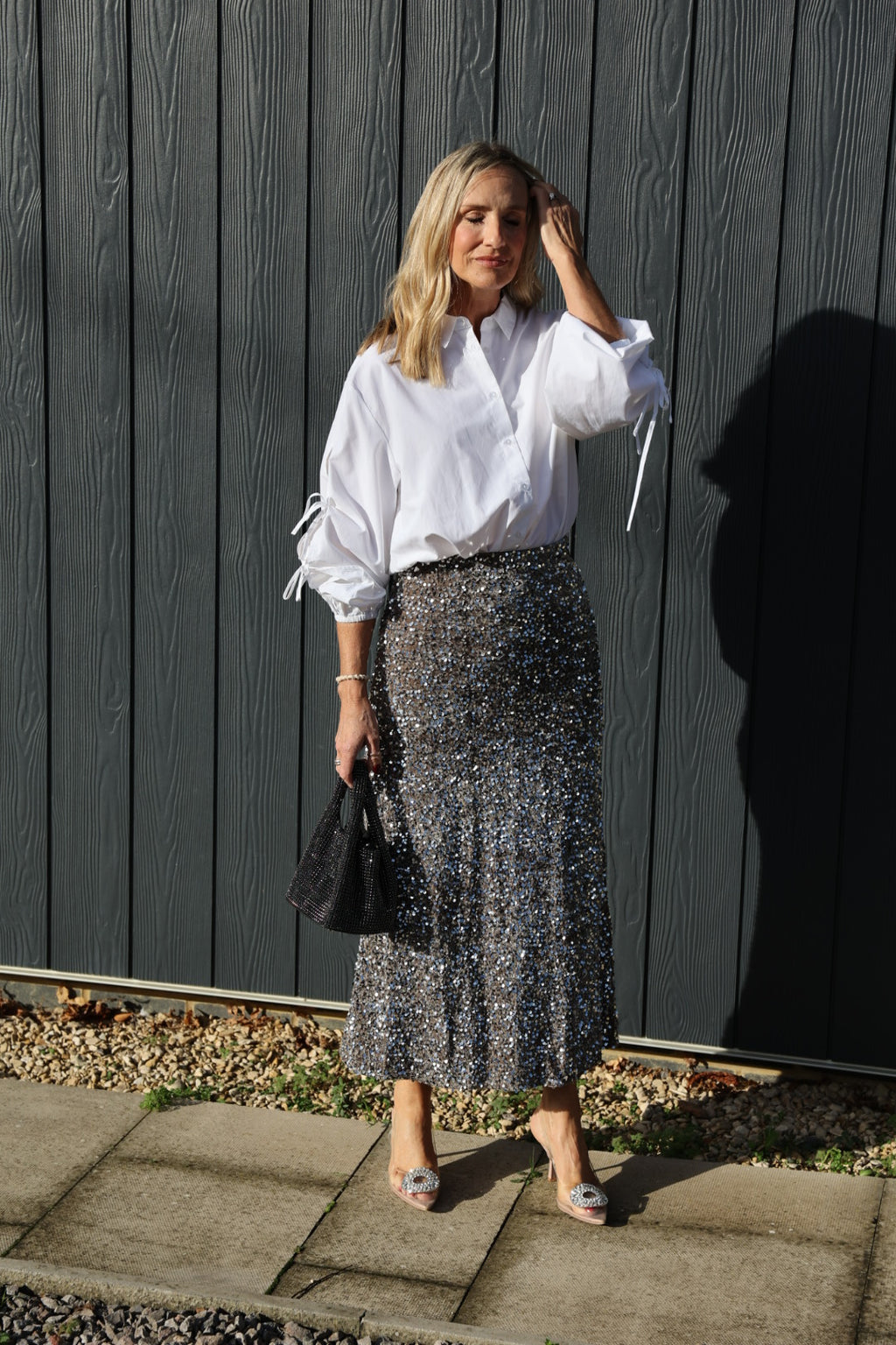 White Shirt With Bow Tie Sleeves
