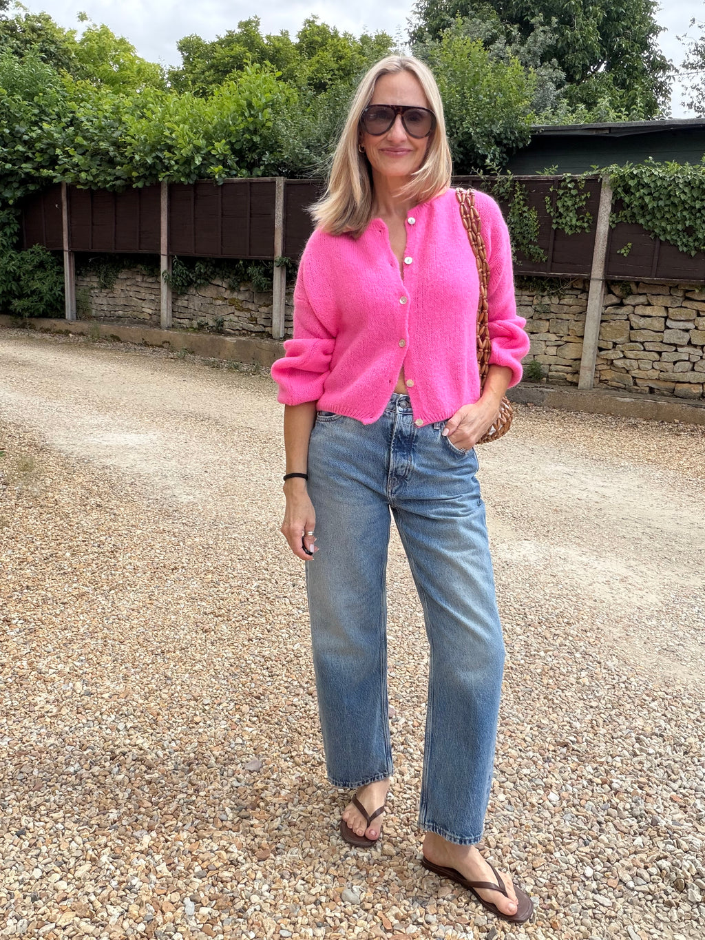 Round Neck Mohair Cardigan