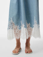 Denim and Lace Slip Dress