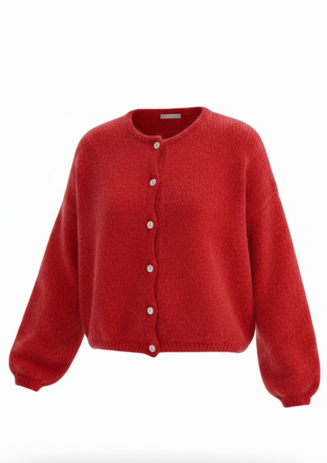 Round Neck Mohair Cardigan