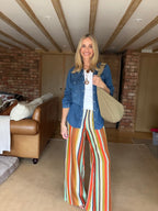 Striped Crochet Trousers (aqua)