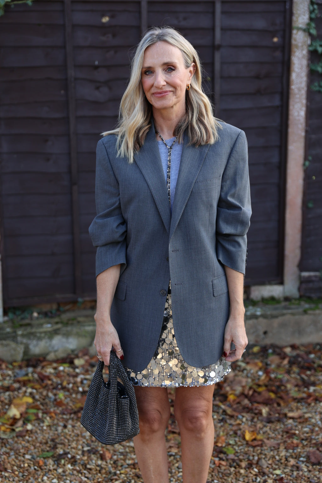 Silver Sequin Mini Skirt
