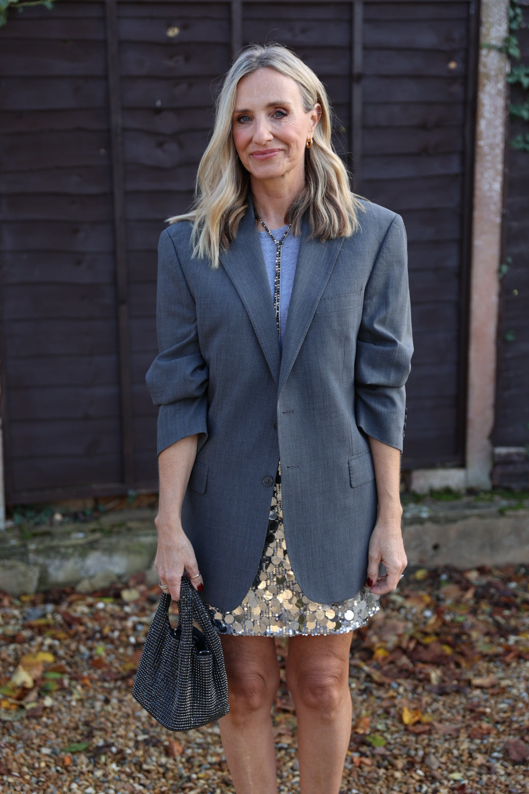 Silver Sequin Mini Skirt