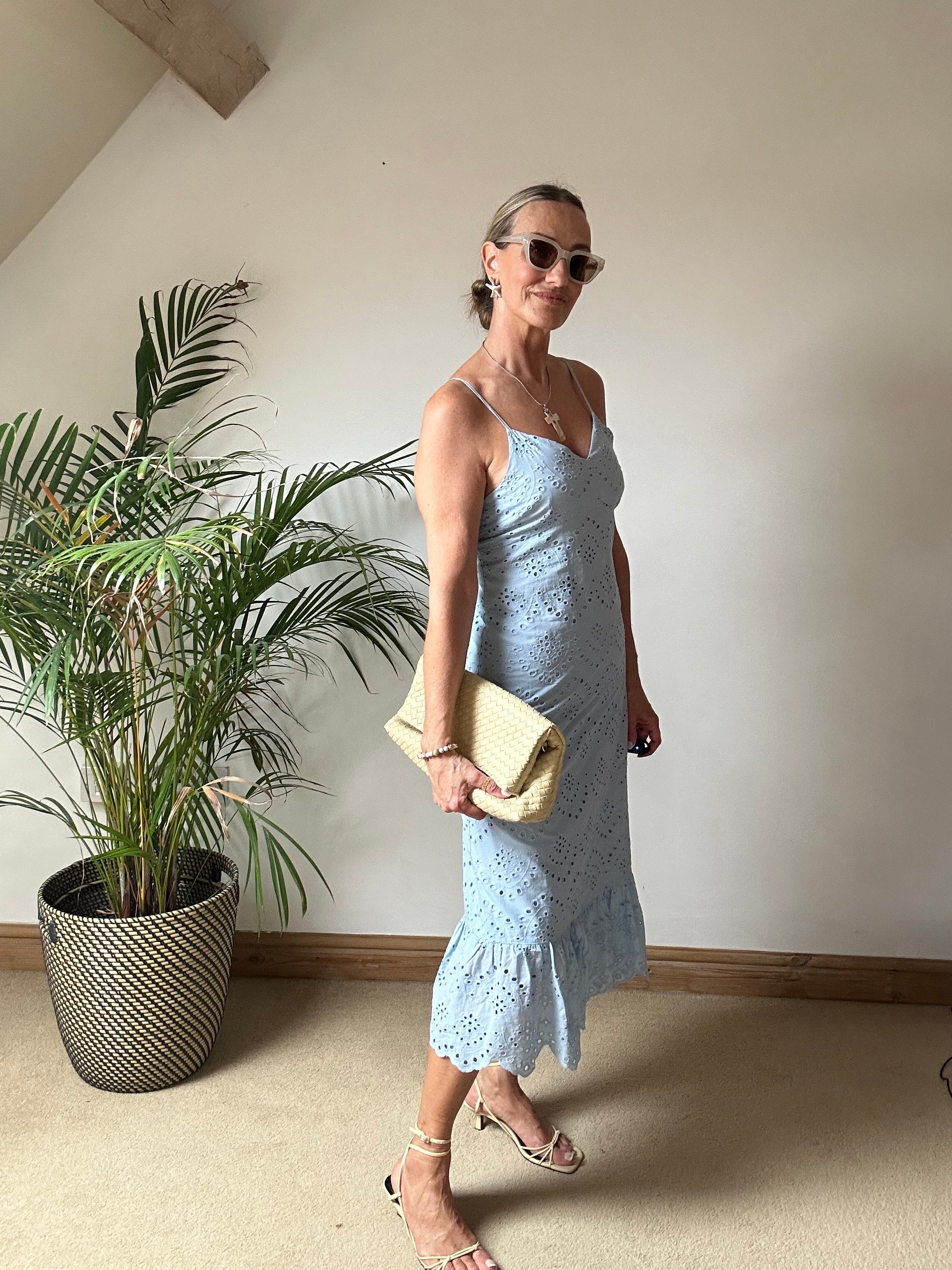 Broderie Anglaise Sundress -  Baby Blue