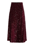 Sequin Maxi Skirt - Wine/ silver/black