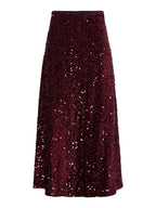 Sequin Maxi Skirt - Wine/ silver/black